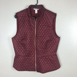 White House Black Market Quilted Burgundy Vest